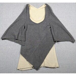 Moyuru Women Sweater One Size‎ Wool Bld Layered Flowy Sleeveless Rib Knit Thick